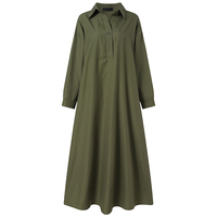 ZANZEA jesień stylowe kobiety w stylu Vintage z długim rękawem luźna Sundress 2021 Casual długa, maksi sukienka Kaftan Femme solidna strona Vestido Robe 6